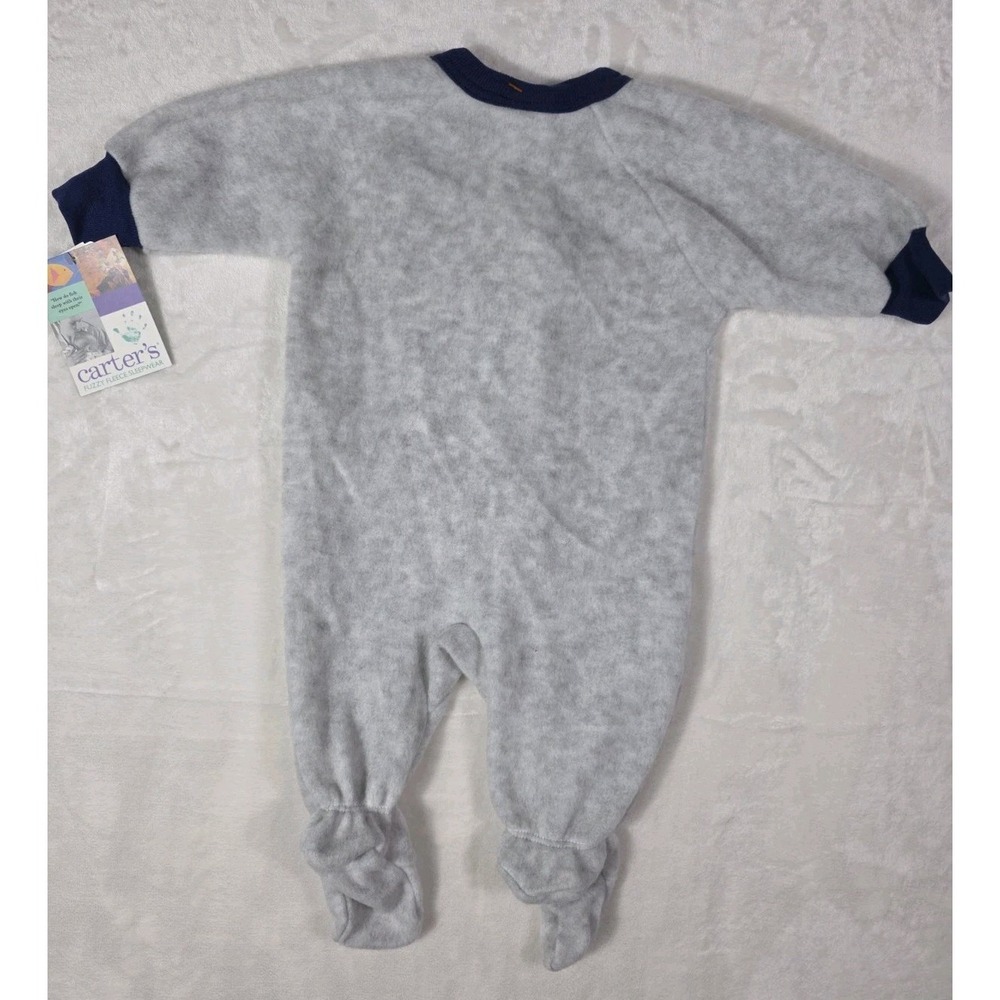 Vintage Y2K Carter's Baby Fleece Sleeper Footed Pajamas Football 6M NWT - Picture 5 of 7